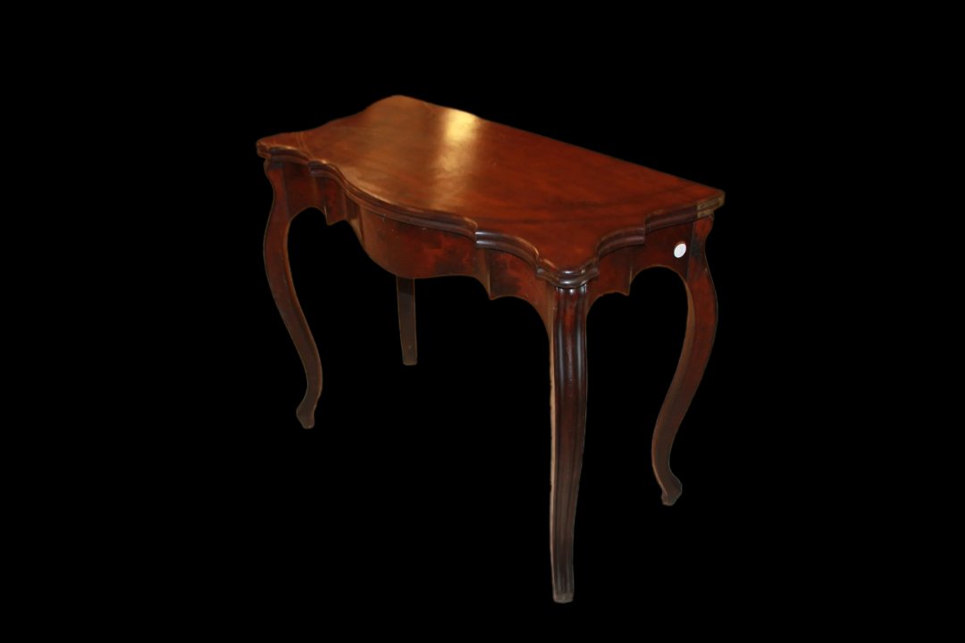Tavolino da gioco italiano di metà 1800 in legno di noce-photo-2