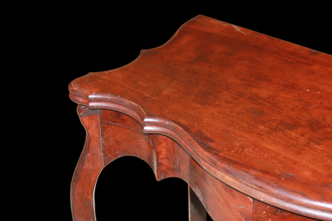 Tavolino da gioco italiano di metà 1800 in legno di noce-photo-4