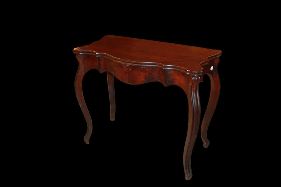 Tavolino da gioco italiano di metà 1800 in legno di noce-photo-1