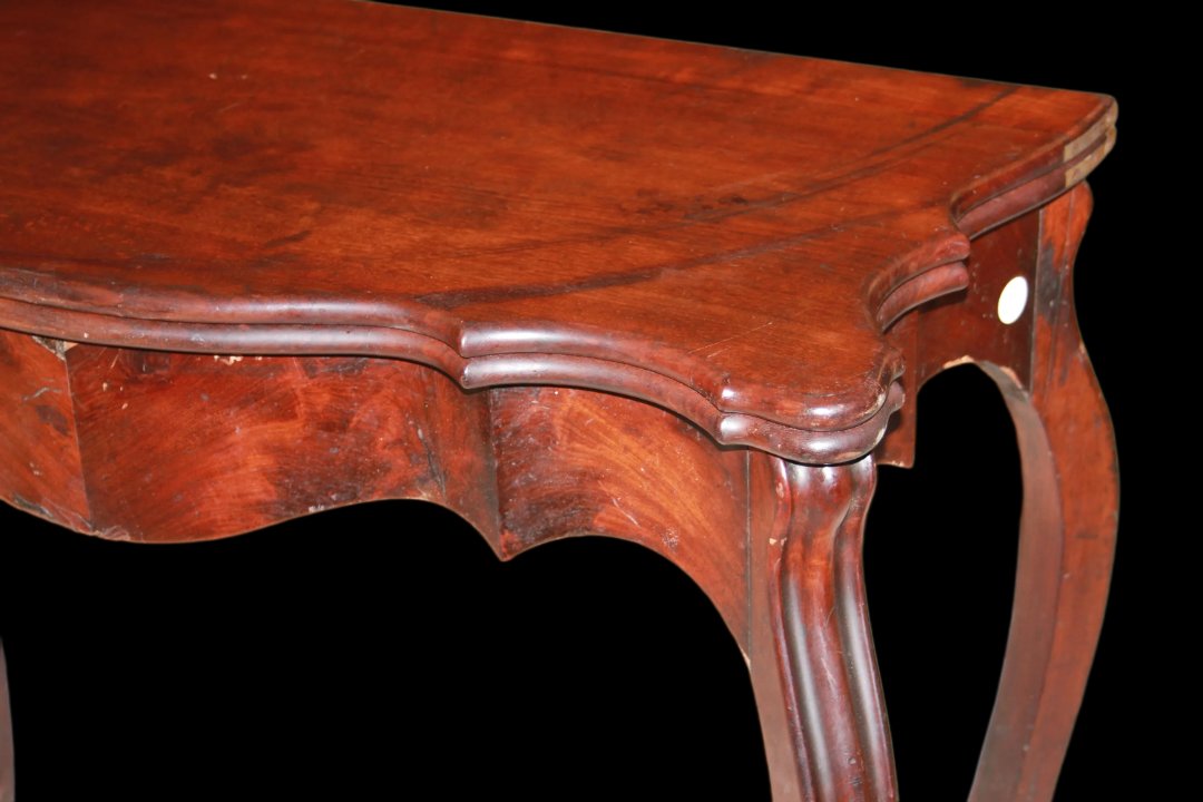 Tavolino da gioco italiano di metà 1800 in legno di noce-photo-2