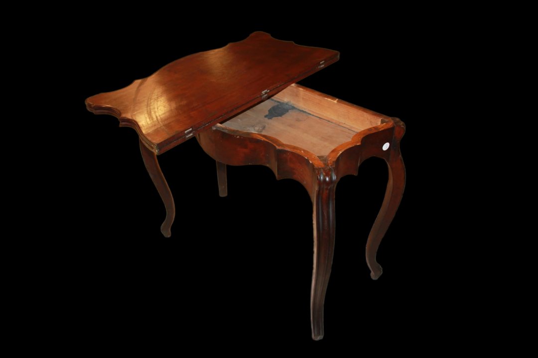 Tavolino da gioco italiano di metà 1800 in legno di noce-photo-3