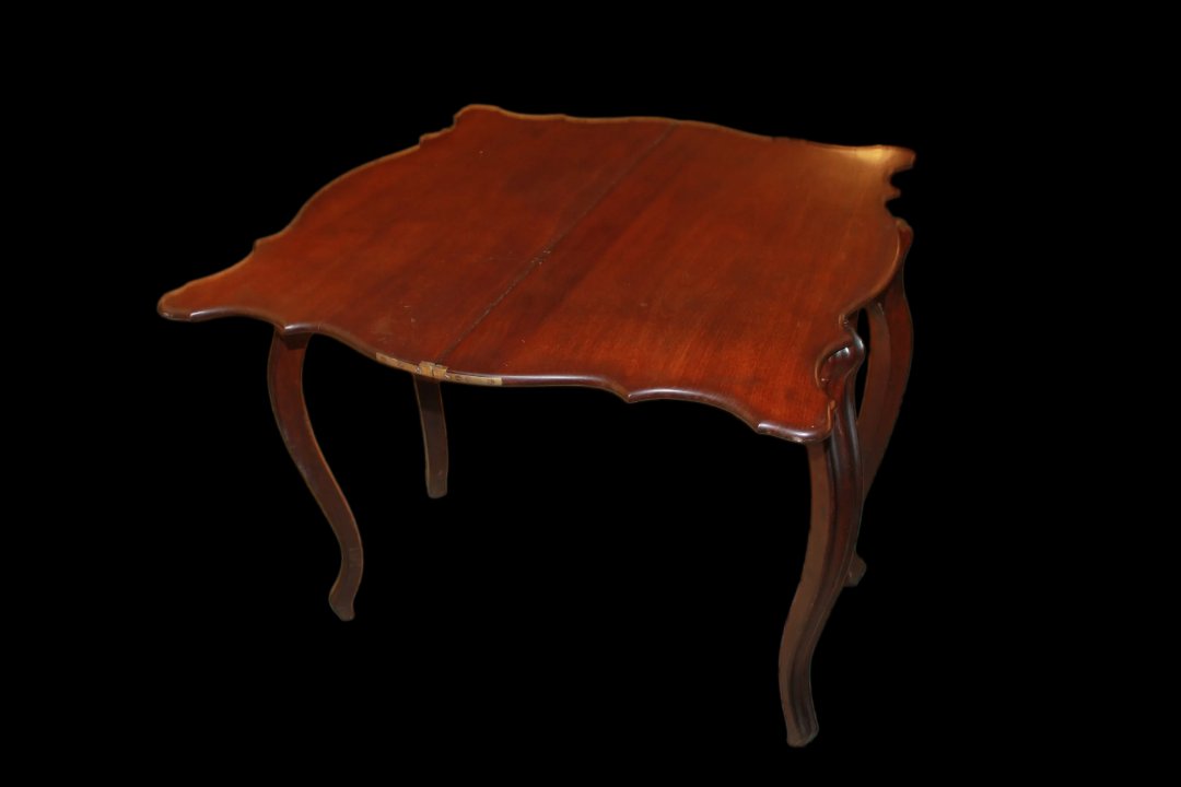 Tavolino da gioco italiano di metà 1800 in legno di noce-photo-4