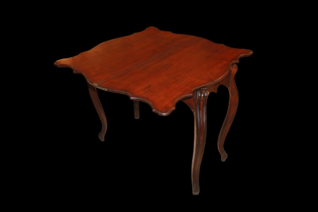 Tavolino da gioco italiano di metà 1800 in legno di noce-photo-5