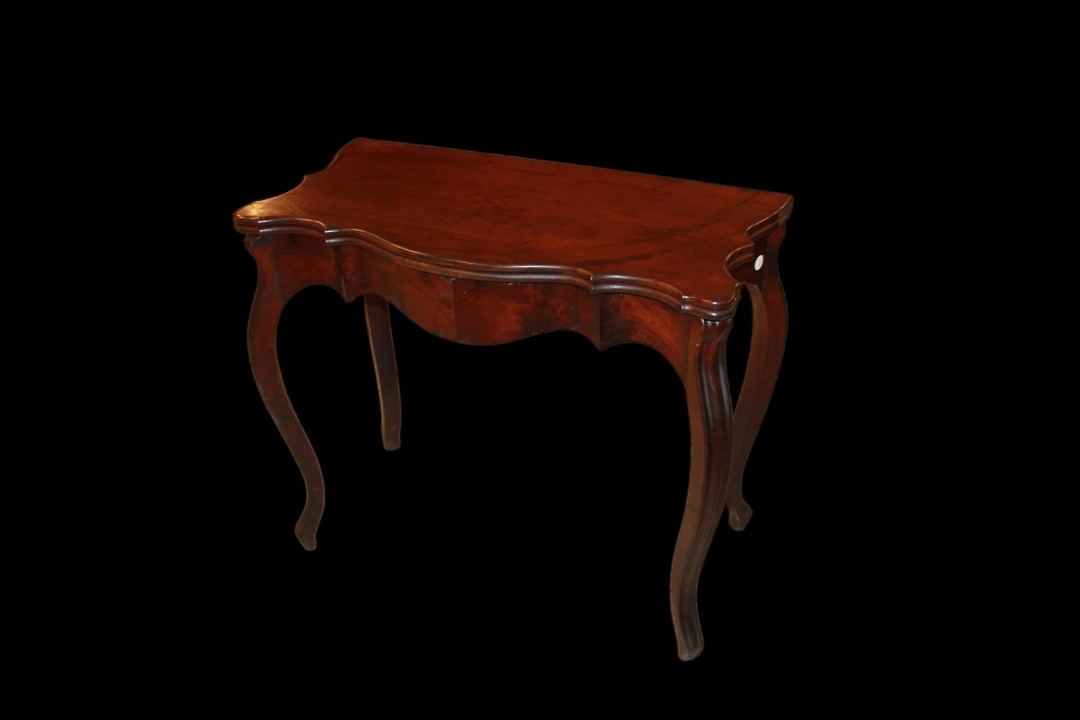 Tavolino da gioco italiano di metà 1800 in legno di noce