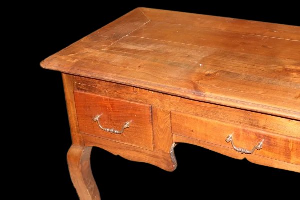 Scrivania Scrittoio provenzale del 1800 in legno di noce con 3 cassetti-photo-2