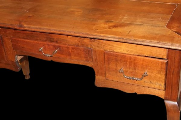 Scrivania Scrittoio provenzale del 1800 in legno di noce con 3 cassetti-photo-3