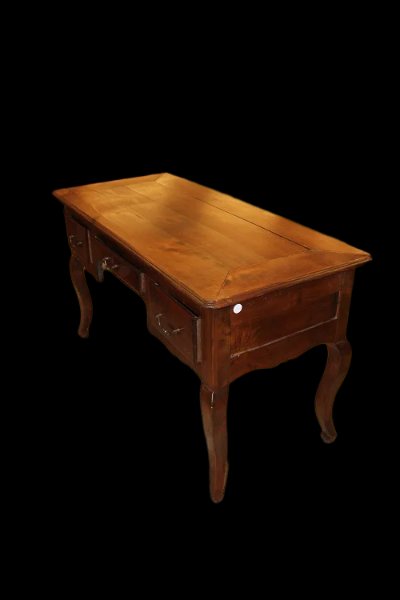 Scrivania Scrittoio provenzale del 1800 in legno di noce con 3 cassetti-photo-4