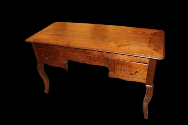 Scrivania Scrittoio provenzale del 1800 in legno di noce con 3 cassetti