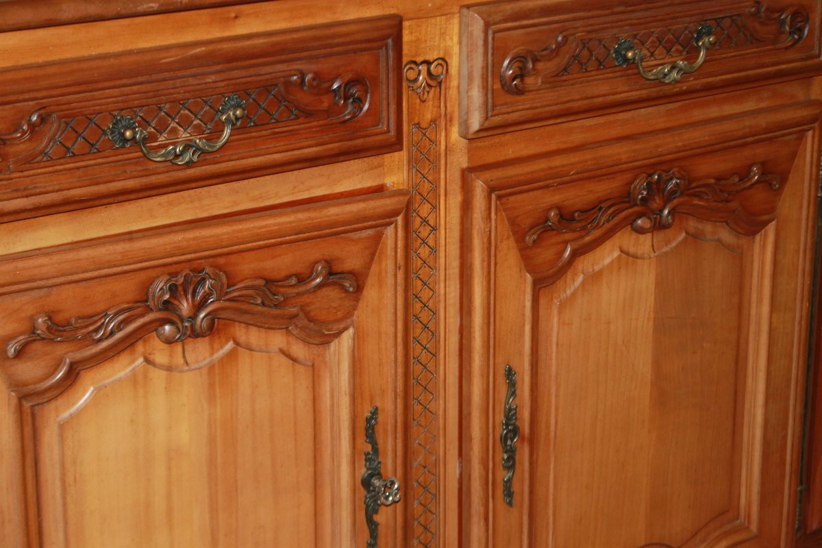 Grande credenza Provenzale in Legno di Ciliegio 4 Porte XX secolo-photo-3