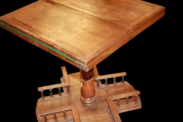 Tavolino da Fumo Francese con Piano Raddoppiabile a libro XIX secolo-photo-3