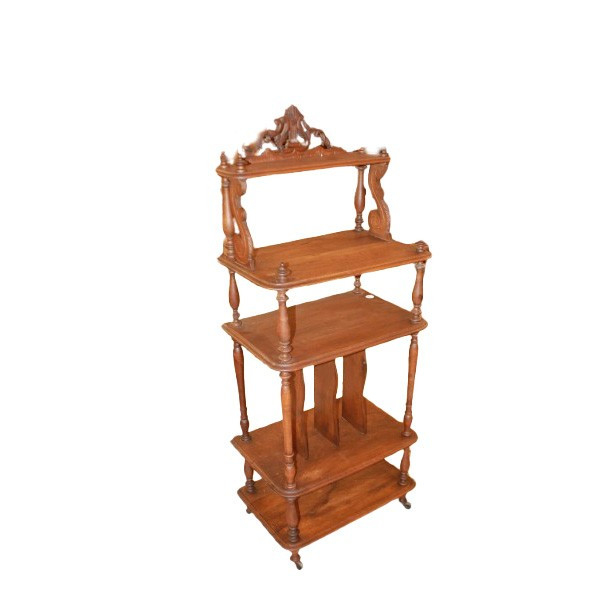 Etagere libreria a giorno francese stile Luigi Filippo 1800 in legno di noce