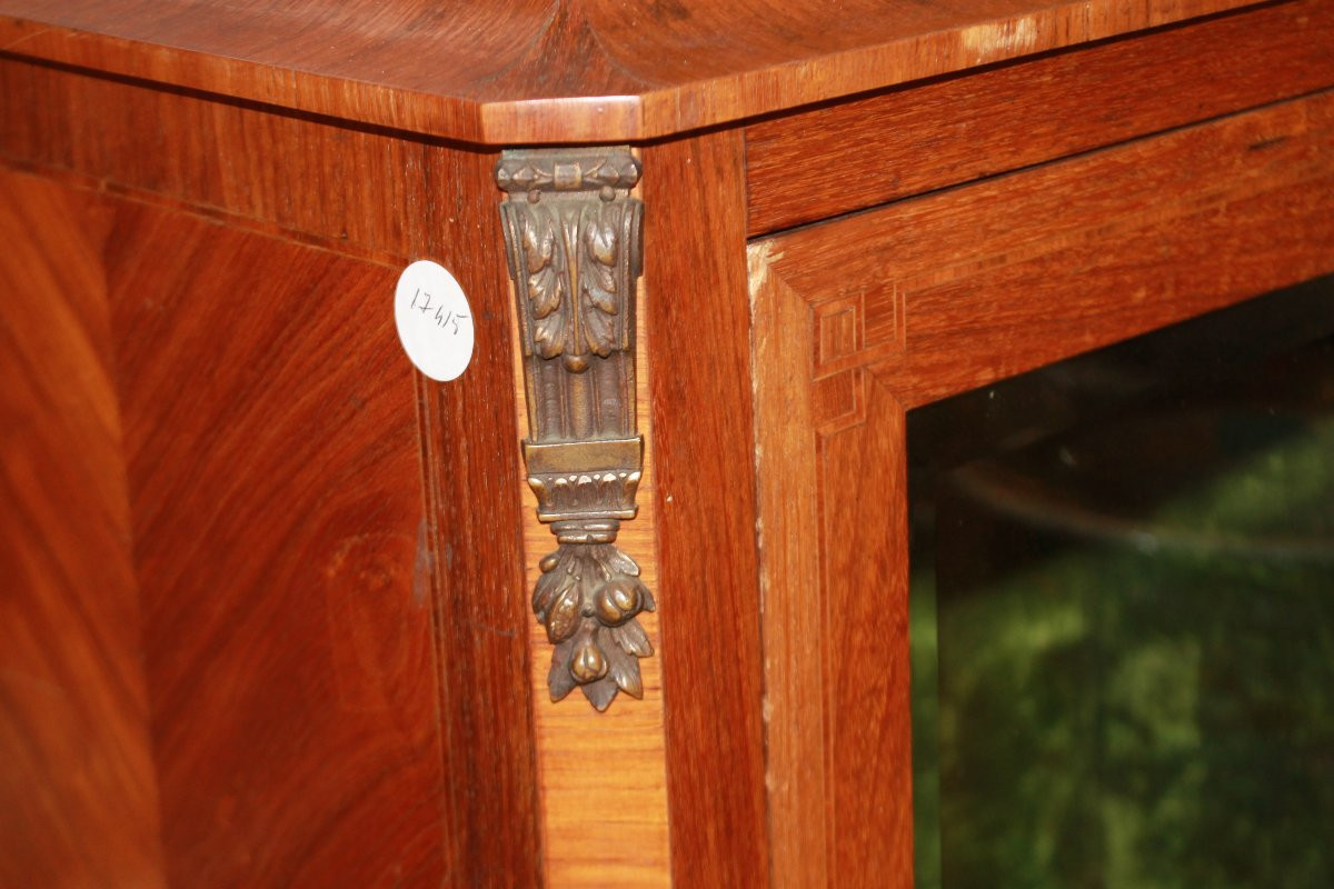 Piccola Vetrina Francese Stile Luigi XV del 1800 In Legno di Bois de Rose-photo-3
