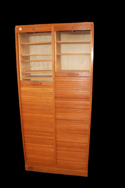 Mobile da ufficio alto a 2 serrande XX secolo Francia legno di Rovere-photo-4