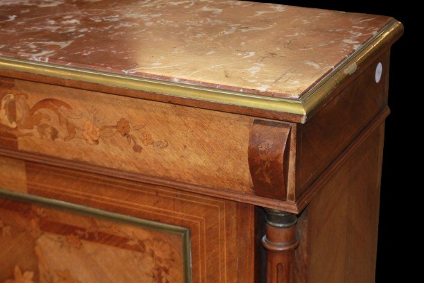 Credenzino Luigi XVI intarsiato XIX secolo-photo-3