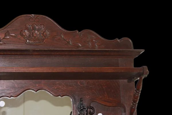 Cappottiera Appendiabiti stile Provenzale Francese del 1800 In Legno di Rovere-photo-4