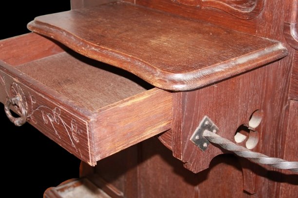 Cappottiera Appendiabiti stile Provenzale Francese del 1800 In Legno di Rovere-photo-2