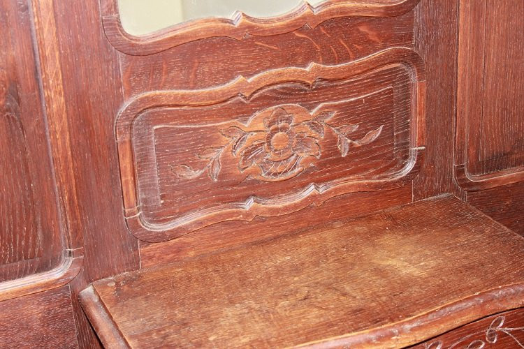 Cappottiera Appendiabiti stile Provenzale Francese del 1800 In Legno di Rovere-photo-3