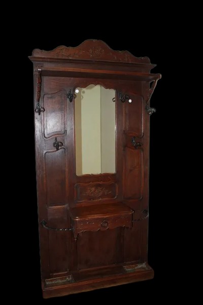 Cappottiera Appendiabiti stile Provenzale Francese del 1800 In Legno di Rovere