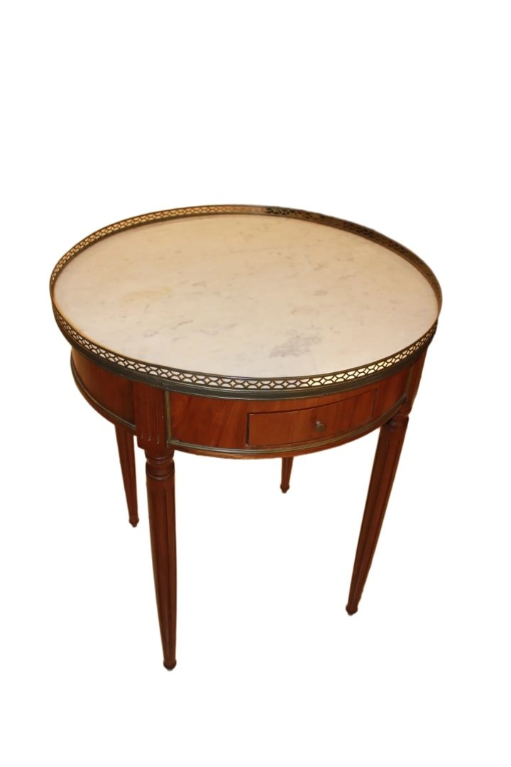 Tavolino gueridon circolare con piano in marmo stile Luigi XVI del 1800-photo-4