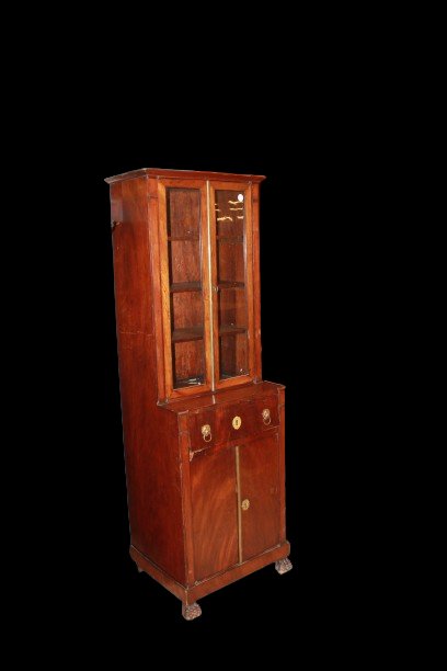 Credenzino francese con vetrina e piano scrittoio stile Impero della prima metà del 1800-photo-2