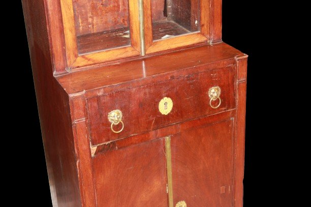Credenzino francese con vetrina e piano scrittoio stile Impero della prima metà del 1800-photo-4