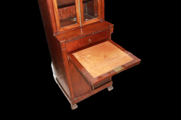 Credenzino francese con vetrina e piano scrittoio stile Impero della prima metà del 1800-photo-3