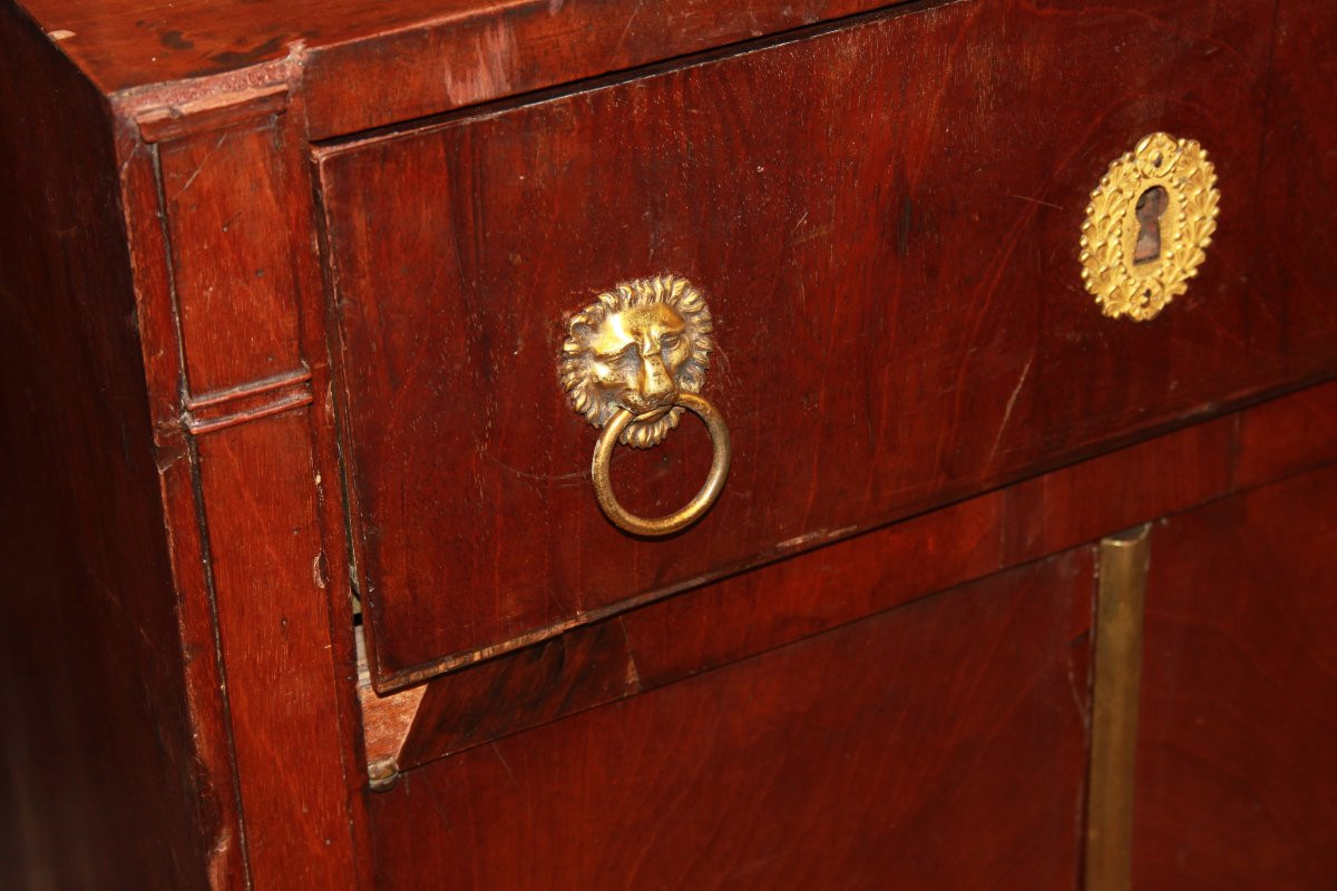 Credenzino francese con vetrina e piano scrittoio stile Impero della prima metà del 1800-photo-4