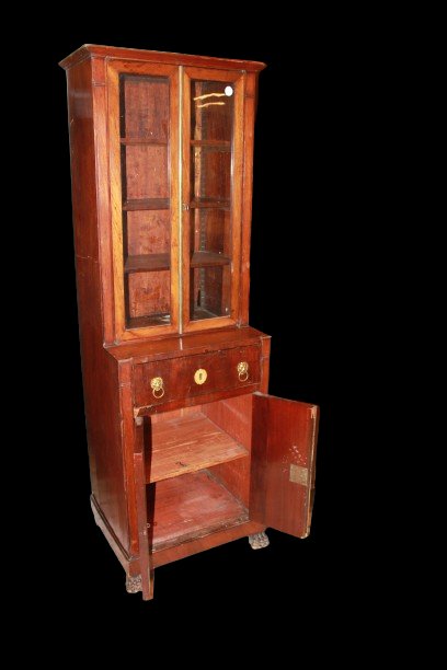 Credenzino francese con vetrina e piano scrittoio stile Impero della prima metà del 1800-photo-5