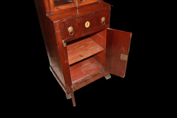 Credenzino francese con vetrina e piano scrittoio stile Impero della prima metà del 1800-photo-6