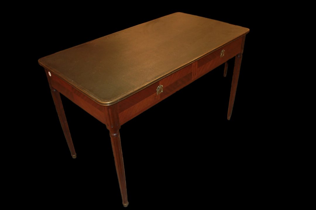 Scrittoio Stile Luigi XVI del 1800 con Piano in Pelle Verde-photo-4
