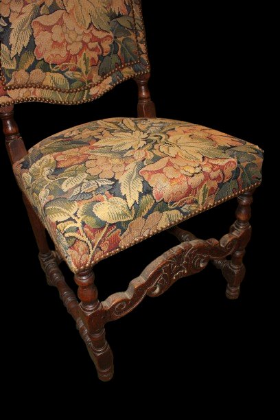 Set di 4 sedie stile Rinascimento – Legno di noce, imbottitura in gobelin-photo-2