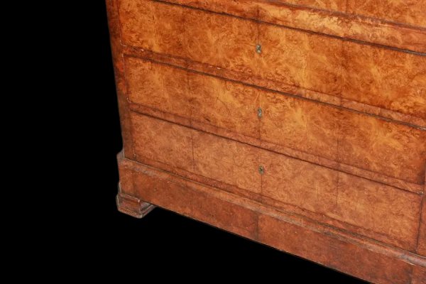 Secretaire Francese del 1800 Stile Impero In Radica di Olmo con Marmo Nero-photo-4
