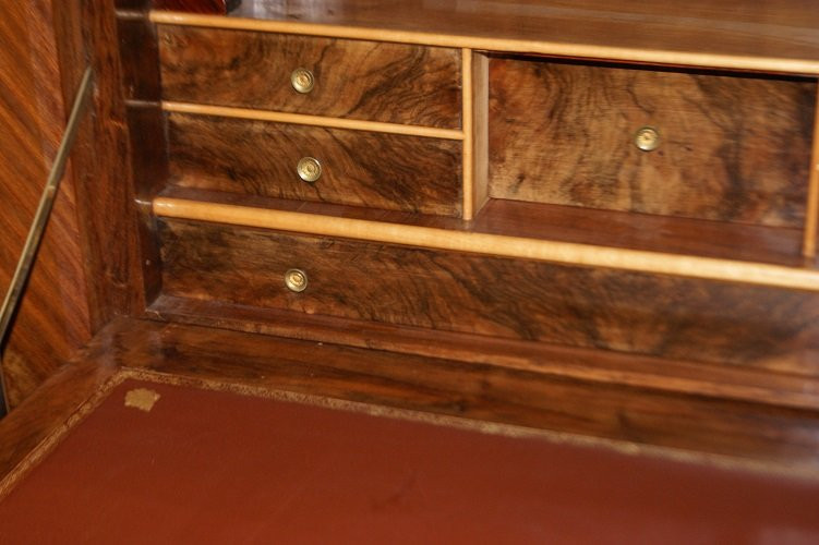 Grande secretaire stile Luigi XV con piano in marmo e intarsi-photo-2