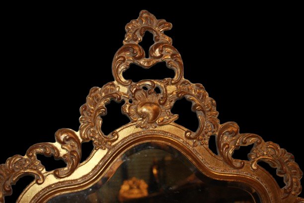 Specchiera Italiana Dorata di inizio 1900 con cimasa-photo-2