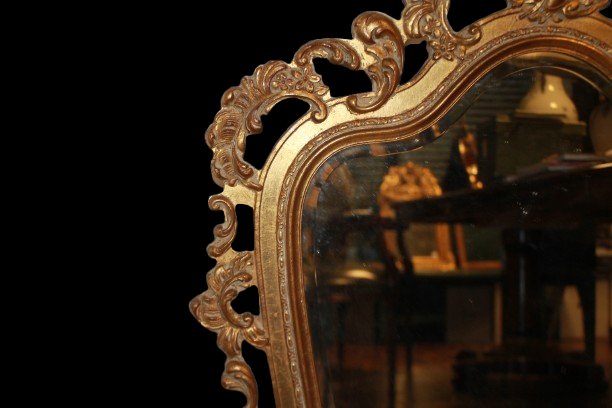 Specchiera Italiana Dorata di inizio 1900 con cimasa-photo-3