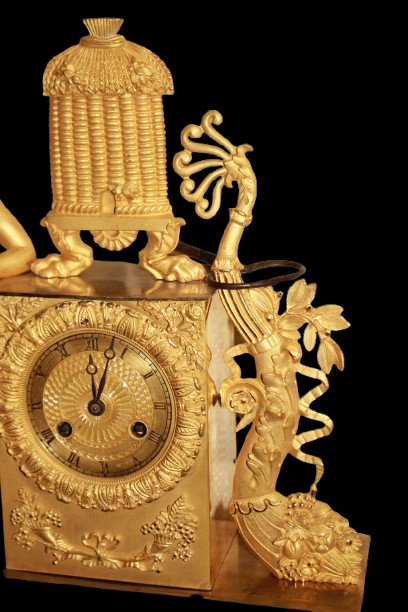 Orologio da tavolo francese in bronzo dorato al mercurio stile Impero-photo-4