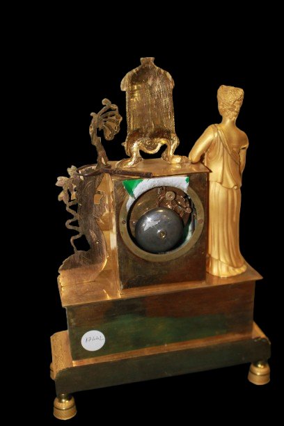 Orologio da tavolo francese in bronzo dorato al mercurio stile Impero-photo-2