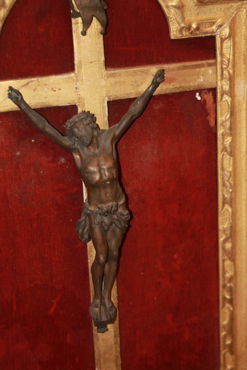 Crocifisso in bronzo da appoggio o da parete fine 1700-photo-2