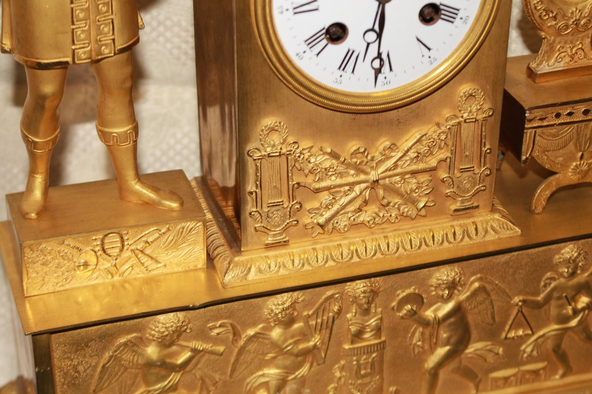 Importante orologio da camino francese della prima metà del XIX secolo Impero-photo-4