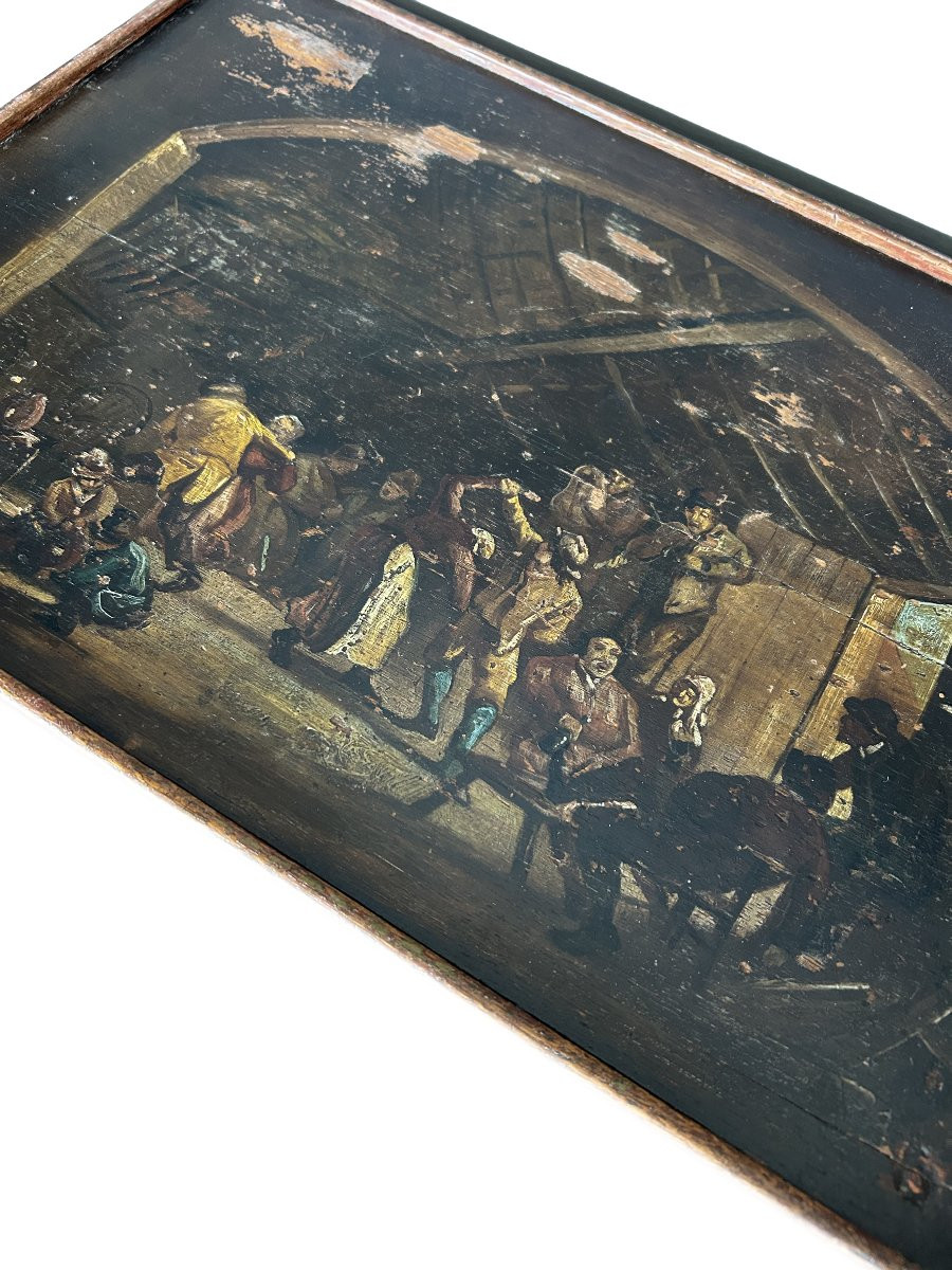 Elegante comodino francese di metà 1800 secolo in legno dipinto-photo-4