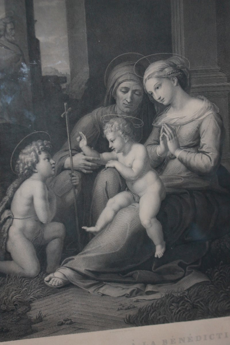 Stampa Francese del 1800 Raffigurante la Sacra Famiglia-photo-2