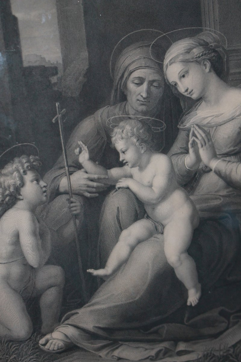 Stampa Francese del 1800 Raffigurante la Sacra Famiglia-photo-3