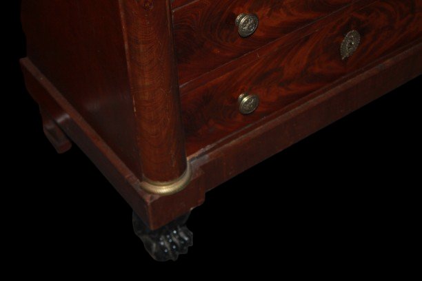 Piccolo Cassettone Francese Stile Impero in Mogano con Marmo Nero XIX secolo-photo-3
