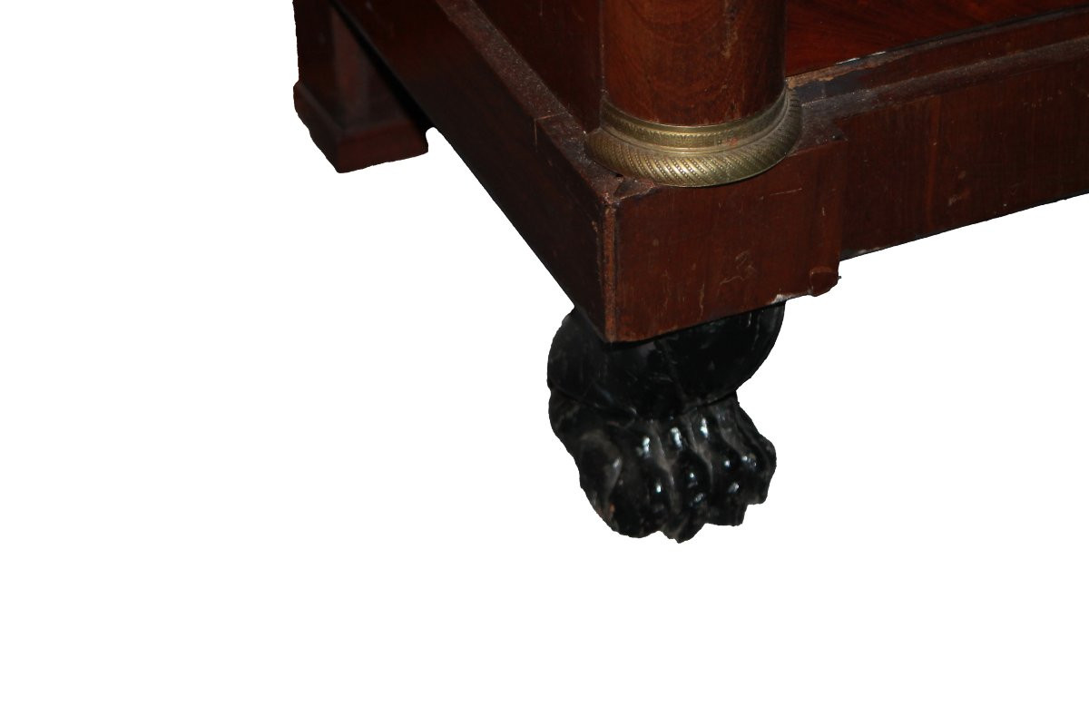 Piccolo Cassettone Francese Stile Impero in Mogano con Marmo Nero XIX secolo-photo-4