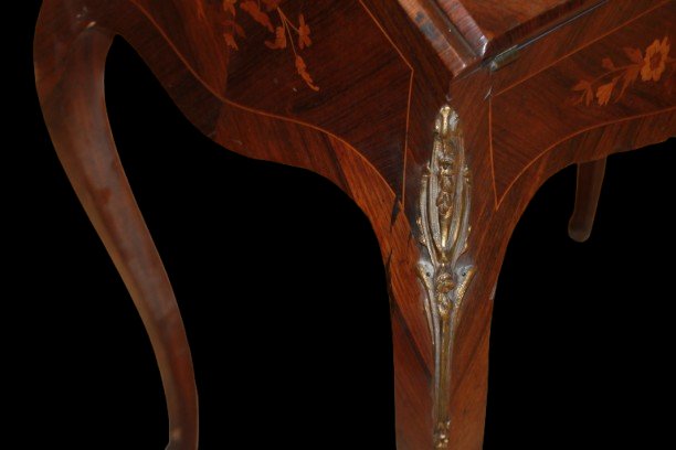 Cabinet Francese Stile Luigi XV con Intarsi Vetrina e Ribalta 1800-photo-2
