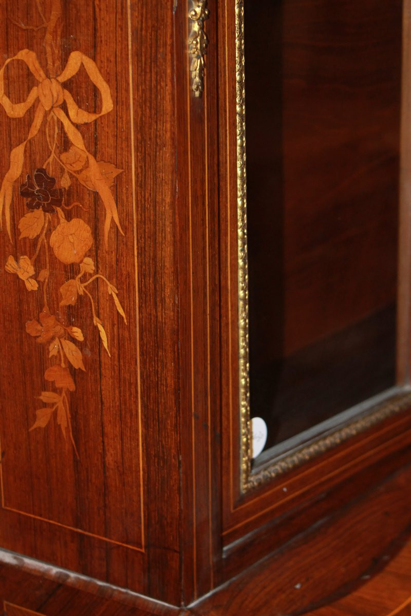 Cabinet Francese Stile Luigi XV con Intarsi Vetrina e Ribalta 1800-photo-4