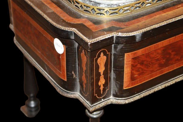 Fioriera Francese Stile Napoleone III del 1800 in vari Legni Policromi-photo-2