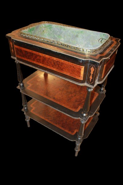 Fioriera Francese Stile Napoleone III del 1800 in vari Legni Policromi-photo-4