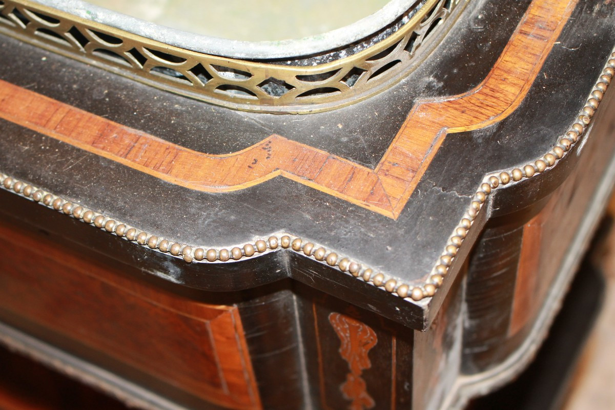 Fioriera Francese Stile Napoleone III del 1800 in vari Legni Policromi-photo-1