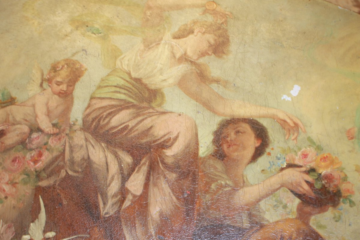 Tavolini a Nido Francese di inizio 1900 Riccamente dipinti Dame E Putti-photo-3